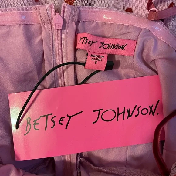 NWT Betsey Johnson Pink Heart Dress - Picture 6 of 12